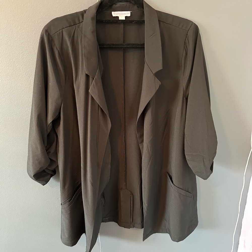 Warehouse Charcoal Open-Front Blazer